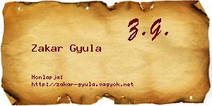 Zakar Gyula névjegykártya